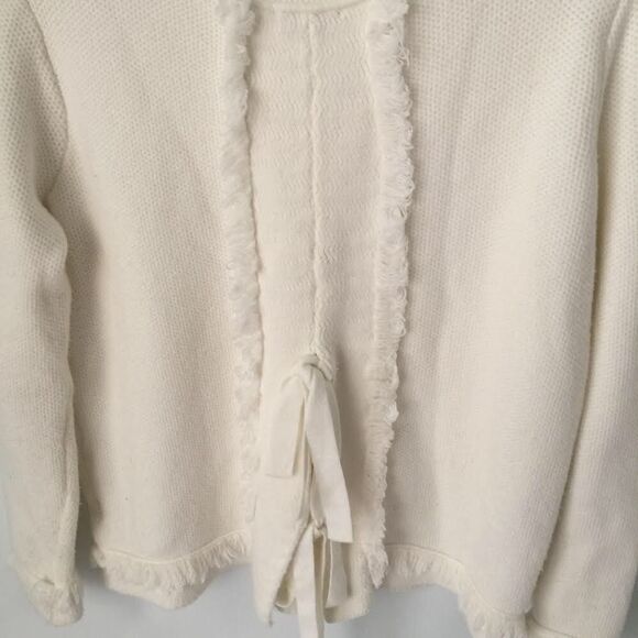 Olivia & Warren Fringed Bow Back Sweater in Small - Picture 3 of 9